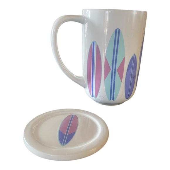 DAVIDsTEA Nordic mug with lid. *retired design* Surfboards & sharks - Picture 2 of 16